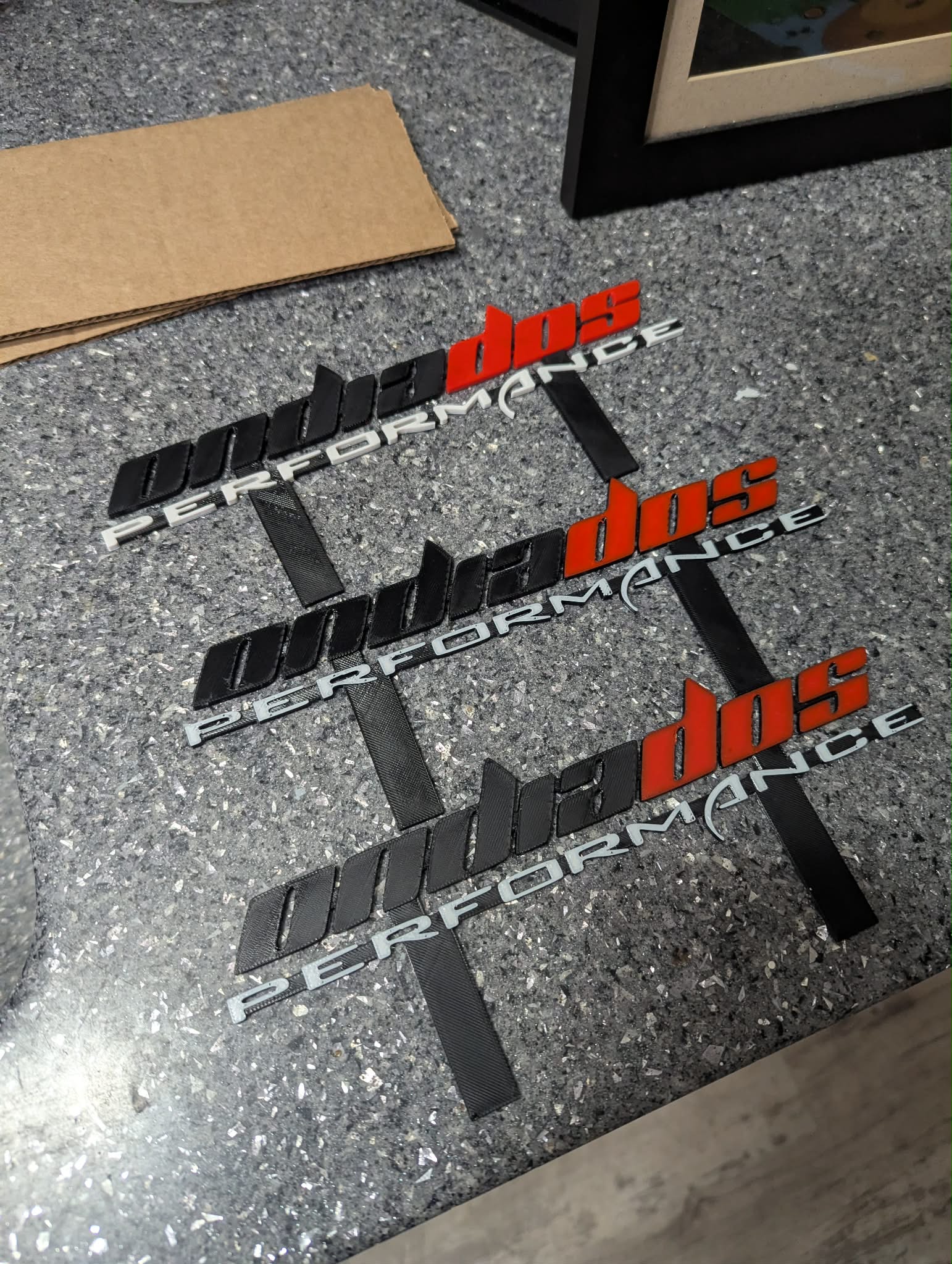Custom automotive badges printed for a customer