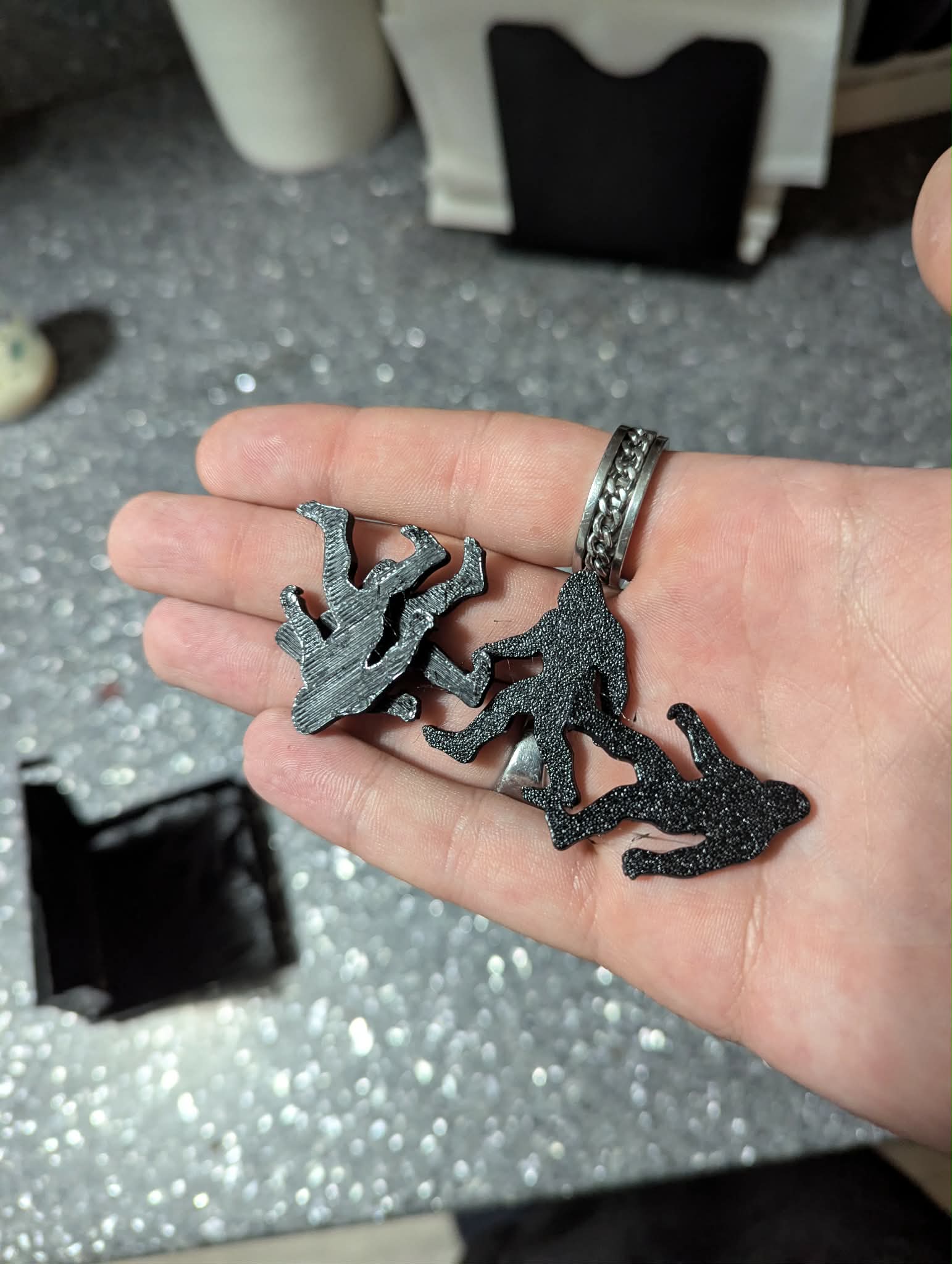 Custom silhouette keychains made for a customer
