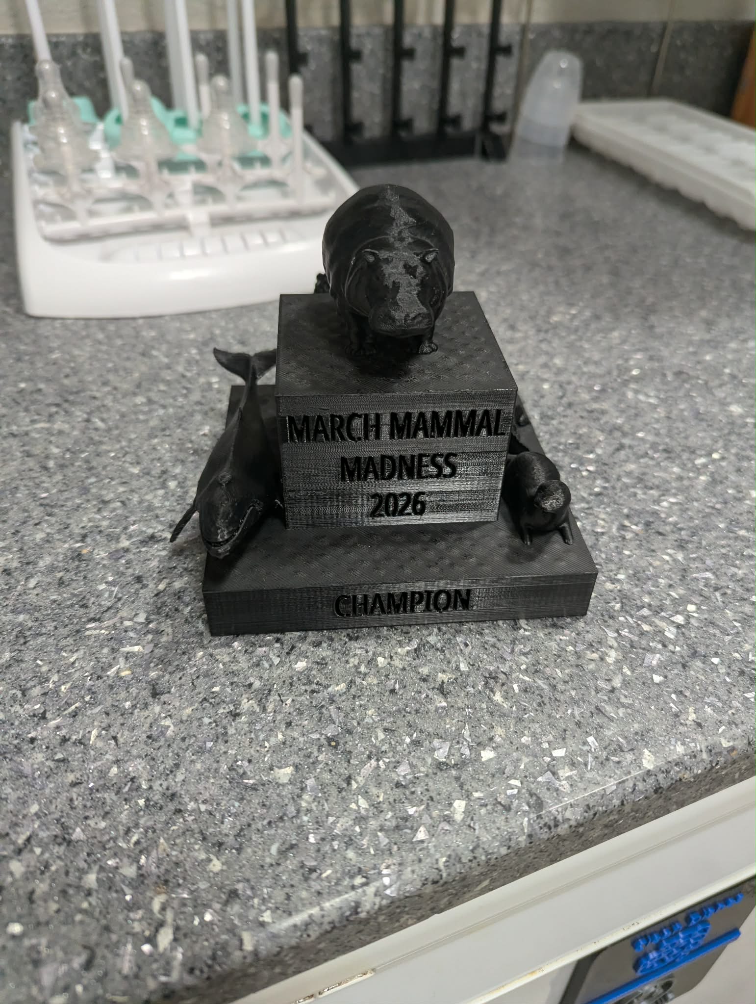Custom March Mammal Madness trophy produced by Material Matrix